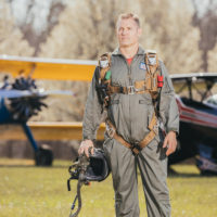 pilot geared up with Butler high altitude emergency bailout parachute