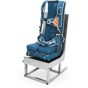 close-up of Butler emergency seat parachute in blue